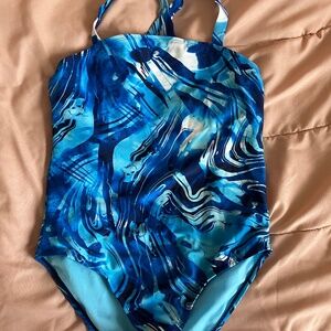Teen Marble Blue One Piece Swimsuit